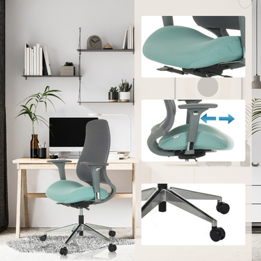 Офісне крісло / поворотне крісло HENFIELD G тканина світло-блакитний hjh OFFICE