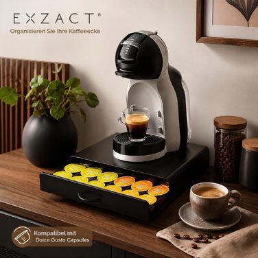 Органайзер для кавових капсул Exzact для Dolce Gusto, підставка під кавомашину 2-в-1, ємність 40 капсул, матова поверхня