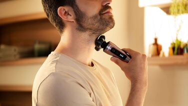 Електробритва Grundig ProClub MS 8130 для чоловіків, сенсор BeardCare, титанові леза, вологе та сухе гоління, корпус з 61% переробленого пластику, чорний/червоний/титан