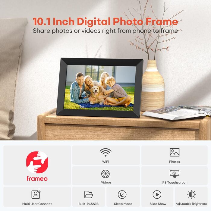 Цифрова фоторамка Frameo WLAN (набір 2 шт), 10.1 дюйма, IPS Touchscreen 1280x800, 32GB пам'яті, з автоматичним поворотом та віддаленою передачею фото