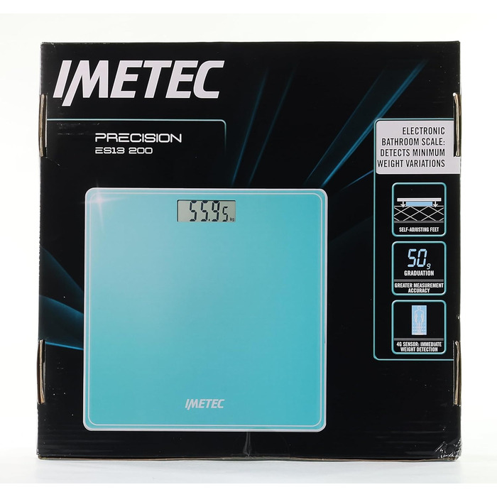 Електронна вага Imetec Precision ES13 200, до 180 кг, LCD-дисплей, загартоване скло, батарейки в комплекті