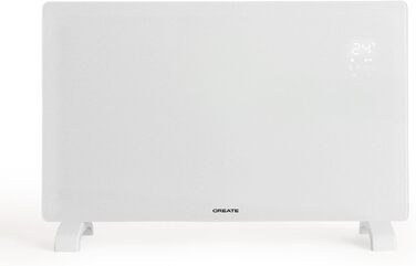 Електричний конвектор з Wi-Fi 2000 Вт, скляний, білий, LED-екран