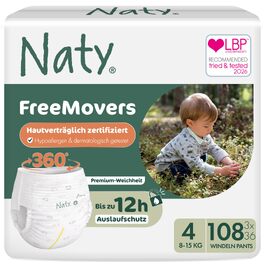 Підгузки-трусики Naty FreeMovers, розмір 5 (12–18 кг), 80 шт