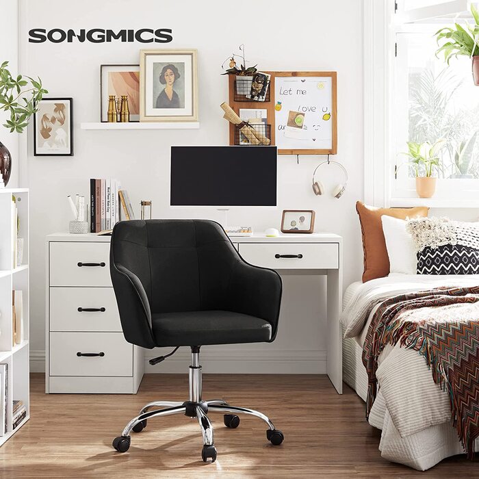 Офісне крісло SONGMICS, 2 шт, регульоване, до 110 кг, дихаюча тканина, чорне, для кабінету та спальні