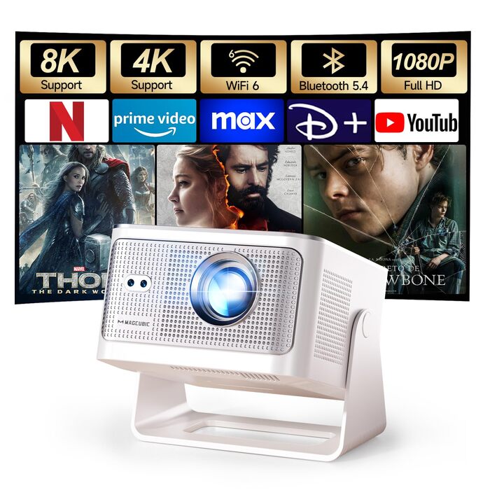 Смарт-проектор Magcubic HY350MAX 4K/8K, WiFi 6, Bluetooth 5.4, Автофокус, 6D автокоррекция трапеції, динамік 12W, поворот на 180°, портативний домашній кінотеатр, чорний