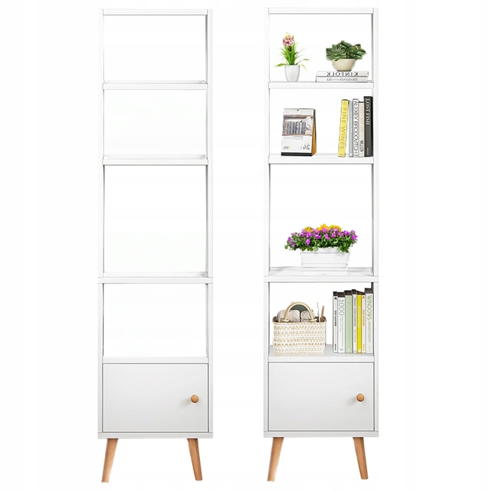Стелаж Rebiko 50 x 180 x 30 см, білий, світлий дуб