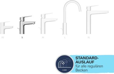 Змішувач для ванної кімнати Grohe Start, економічний, з холодною водою в середній позиції, з висувним зливом, 17 см, хром, 23551002 (Push-Open, економія води)