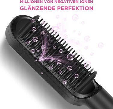 Іонна щітка-випрямляч для волосся PARWIN PRO BEAUTY, з LED-дисплеєм, захистом від опіків, швидким нагріванням за 20 секунд, 4 температурні режими, чорна