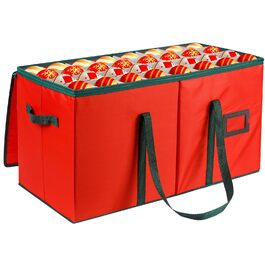 Коробка для прикрас на ялинку з 128 відділеннями, XL, з кришкою та кишенями, білий сітчастий матеріал