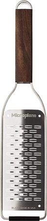Терка Microplane Master для твердого сиру, яблук, моркви, цукіні та шоколаду з двостороннім лезом, ручка з горіхового дерева, нержавіюча сталь, вироблено в США
