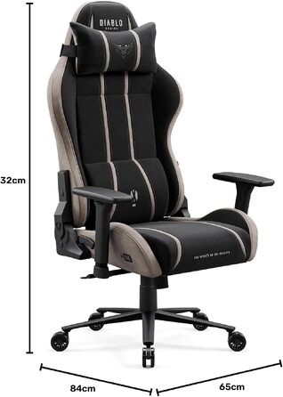 Ігрове крісло Diablo Gaming з тканини для дітей та підлітків, 3D підлокітники, розмір L, колір Camel Black