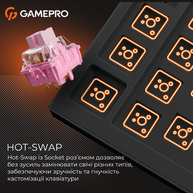 Дротова механічна клавіатура GamePro MK160 V2 Warden QLAB Sakura Black (MK160-V2-B-QS)