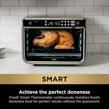 Мультипіч Ninja Foodi DT251 Smart XL 10-в-1: Аерогриль, духовка, тостер, гриль, з термометром, срібляста