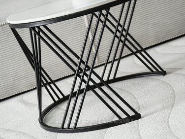 Журнальний стіл Mebel-Partner круглий, 65 x 65 x 45 см, білий/чорний