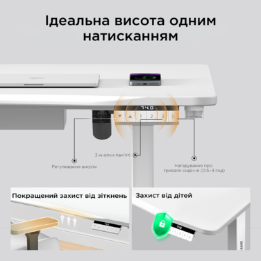Стіл з електрорегулюванням висоти Anda Seat Xtreme 1800x800 White