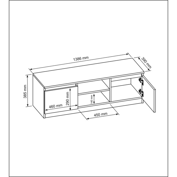 Тумба під ТВ стійка Meble Masztalerz, 140 см x 40 см x 39 см