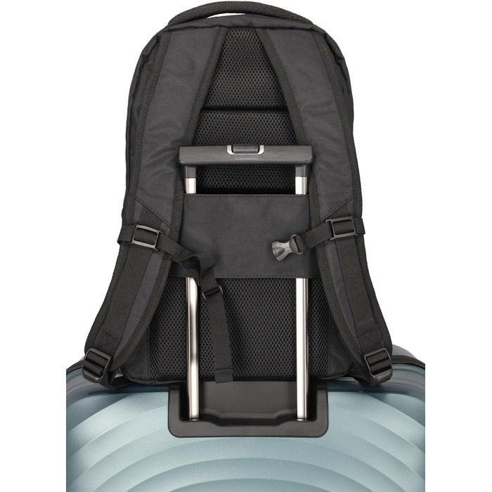 Рюкзак для ручної поклажі travelite BASICS 22 л, для ноутбука 15,6'', чорний, багатофункціональний міський рюкзак з відділеннями та кріпленням на валізу