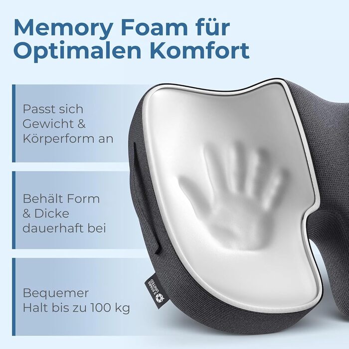 Подушка ортопедична для сидіння з піни Memory Foam 5 STARS UNITED: підтримка куприка, зняття болю в спині та при ішіасі, чорна