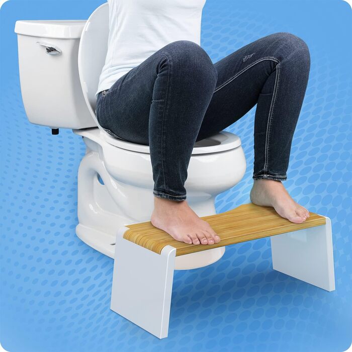 Підставка під ноги для унітазу Squatty Potty Stockholm Bambus, коричнево-біла, 7 дюймів, складана