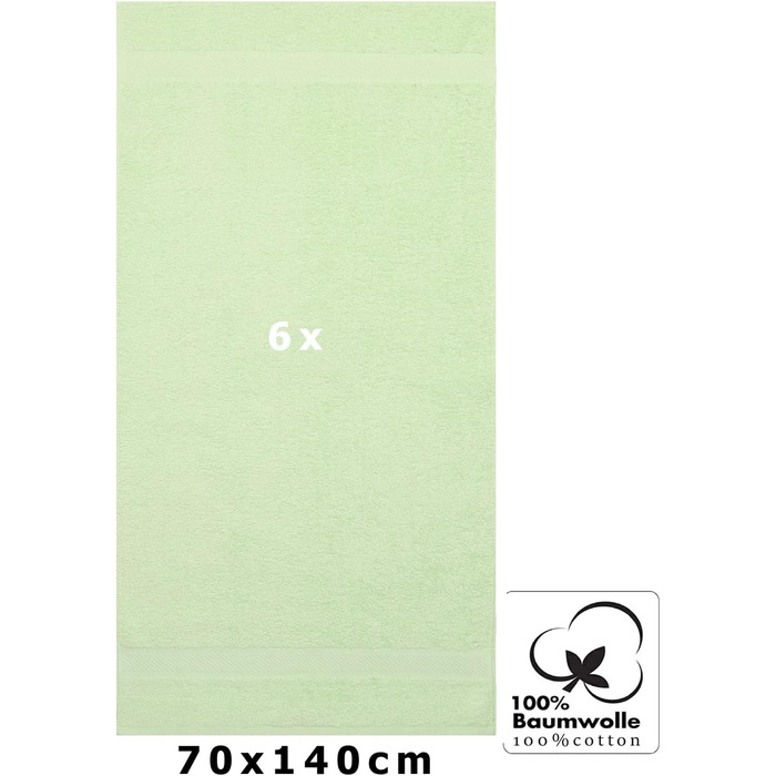 Набір рушників Betz Palermo 6 шт 70x140 см, 100% бавовна, зелений, банний та для душу
