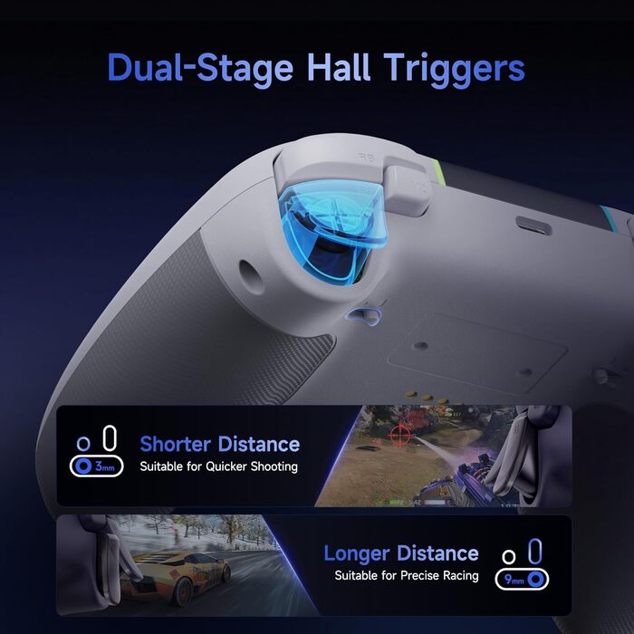 Бездротовий ігровий контролер EasySMX X05PRO для PC, Switch, Android, iOS — Hall Joysticks, тихі кнопки, програмовані клавіші, 1000mAh, Білий
