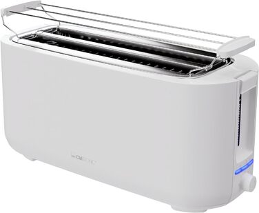 Тостер Clatronic TA 3802 на 4 тости, з насадкою для булочок, довгий слот, функції розморожування, підігріву та швидкої зупинки, білий, модель 2024