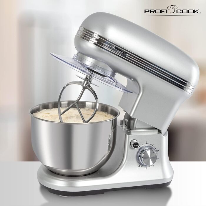 Міксер ProfiCook PC-KM 1222 W з чашею 5 л, вагами та спеціальним редуктором, 1200 Вт, 8 швидкостей, нержавіюча сталь