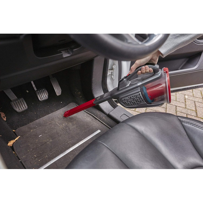 Пилосос ручний акумуляторний BLACK+DECKER Lithium Dustbuster BHHV315J, 12 В, 20 AW, циклонний, безмішковий, з висувною щілинною насадкою, титан/червоний, 500 мл