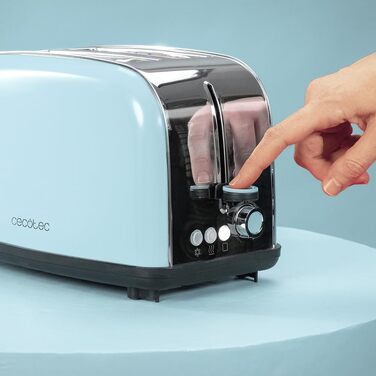 Тостер вертикальний Cecotec Toastin' Time 850 Blue 850 Вт, нержавіюча сталь, подвійний слот, автоматичне вимкнення