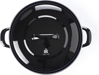 BK Indigo Каструля кругла емальована з кришкою, 24 см, 4,2 л, керамічне антипригарне покриття без PFAS, для індукції, духовки та посудомийної машини, чорна