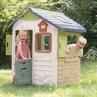 Дитячий будиночок Smoby Life Jura Lodge (115x123x132 см) з переробленого пластику - вуличний будиночок для ігор, годівниця для птахів, від 2 років
