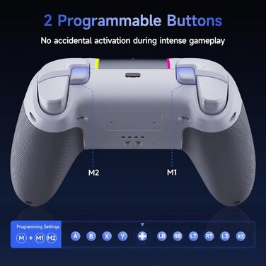 Бездротовий ігровий контролер EasySMX X05PRO для PC, Switch, Android, iOS — Hall Joysticks, тихі кнопки, програмовані клавіші, 1000mAh, Білий