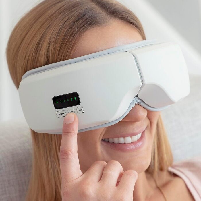 Масажер для очей InnovaGoods EyeSky 4-в-1, з компресією повітря, для зняття втоми очей та покращення кровообігу, компактний дизайн, для дому та офісу