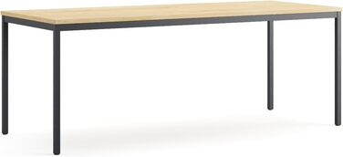 Стіл furni24 160x80x75 см, сталь, дуб, для офісу, кухні, геймінгу, TÜV/GS, легкий монтаж, багатофункціональний, антрацит