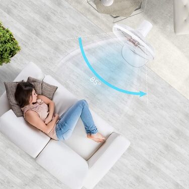 Вентилятор підлоговий Midea FS40-16CR з DC-мотором, 12 швидкостей, тиха робота 27 дБ, дистанційне керування, LED-дисплей, таймер 12 год, 4 режими, енергозбереження, 5 лопатей, регульована висота, білий
