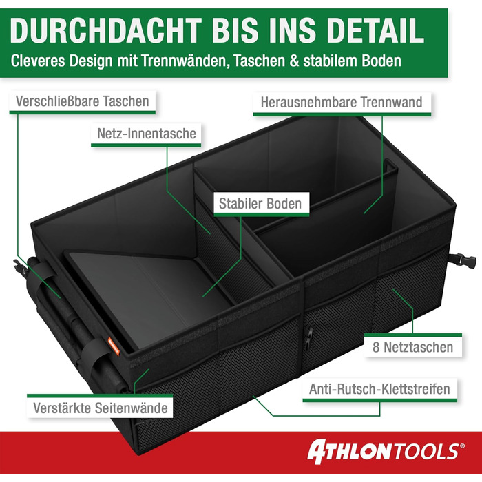 Органайзер у багажник авто XXL ATHLON TOOLS — складаний автомобільний органайзер для речей
