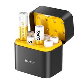 Набір з 8 акумуляторів AA Li-ion 1.5V 3600mWh з зарядним пристроєм та кейсом для зберігання, перезарядні літієві батарейки