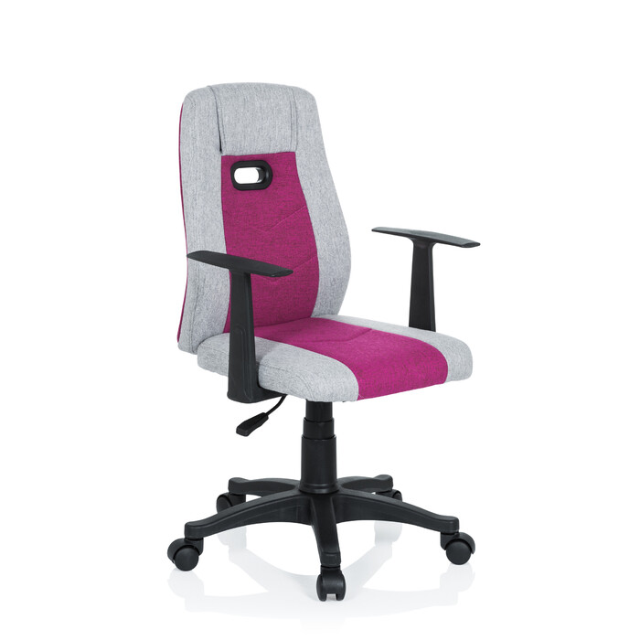 Дитячий офісний стілець Kiddy Extra з підлокітниками сірий / рожевий hjh OFFICE