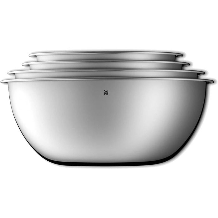 Набір кухонних мисок WMF Gourmet 4 шт. з нержавіючої сталі, 0,75л - 2,75л, миски для приготування, салатники, сервіровочні миски, Cromargan, з можливістю складання