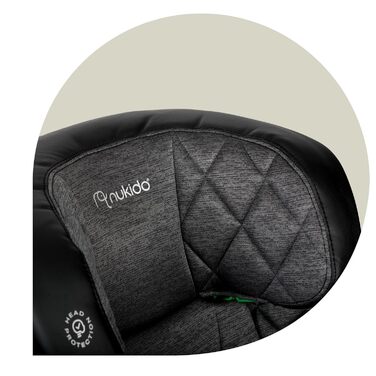 Автокрісло Nukido для дітей 15-36 кг, 4-12 років, ISOFIX, регулювання підголівника та нахилу, Louis (темно-сірий)