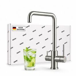 Змішувач кухонний AORA® VANTO INOX з нержавіючої сталі 304 для фільтра води та системи зворотного осмосу, поворотний вилив 360°