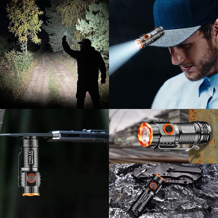WholeFire Міні LED ліхтарик 1000 люмен USB, водонепроникний, 4 режими, компактний ручний ліхтар для кемпінгу, туризму, екстрених ситуацій
