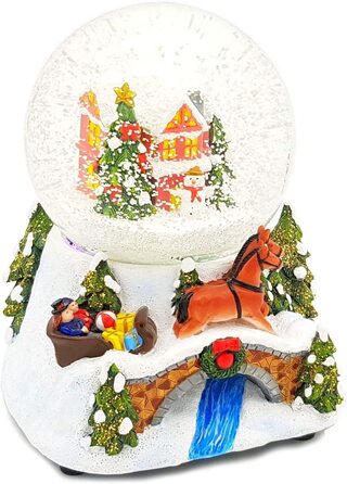 Велика LED снігова куля Wichtelstube-Kollektion з електричною завірюхою, мелодіями та зміною кольору, блискуча куля для декору «Різдвяне село»