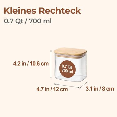 Набір герметичних скляних банок для зберігання продуктів з дерев'яною кришкою, 6 шт по 700 мл, контейнери для круп, мюслі та печива