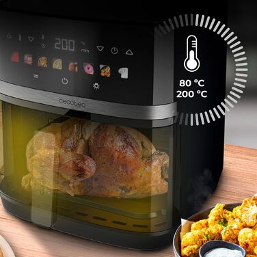 Аерофритюрниця Cecotec Cecofry & Grill Duoheat 4000 без олії, 8 л, 1900 Вт, з рухомою перегородкою та грилем, чорна