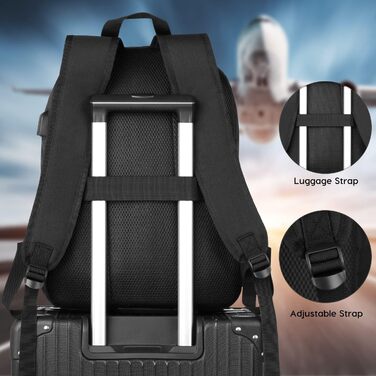 Рюкзак YAMTION для ноутбука 15.6'' з USB, чорний, універсальний для школи, підлітків, чоловіків і жінок, для навчання, роботи та подорожей