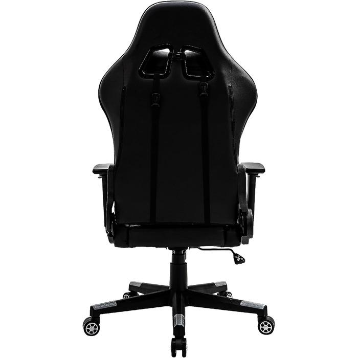 Ігрове крісло KRAKEN CHAIRS, ергономічне, офісне, з регульованою висотою, 3D підлокітниками, подушкою для попереку та підголівником, чорне-сріблясте, екошкіра