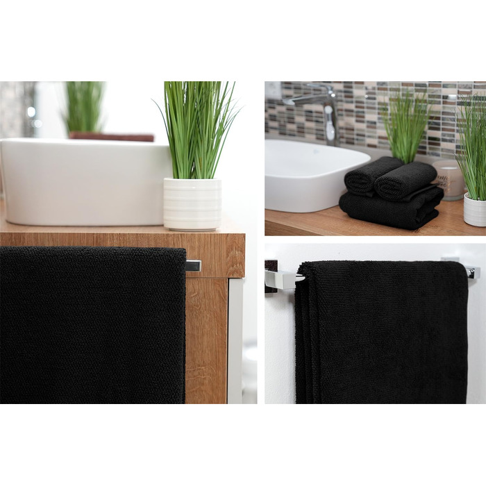 Рушники BEAUTEX преміум, набір 2 шт., 50x100 см, чорні, 100% бавовна, 550 г/м², Oeko-TEX, європейське виробництво