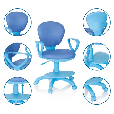 Дитячий стілець / дитячий письмовий стілець KID COLOUR тканина синій hjh OFFICE