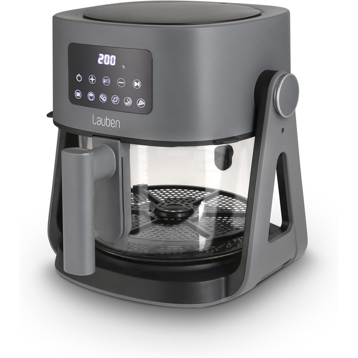 Аерофритюрниця Lauben Glass&Grill 3в1 5500BG, 5,5 л, скляний кошик, 6 програм, гриль і сковорода